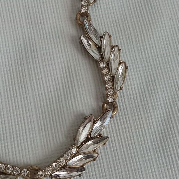 J. Crew Gold Toned Rhinestone Encrusted Metal Cable Link Choker Style Necklace - Picture 4 of 10